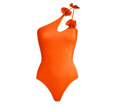 Floral Orange Swimsuit Set